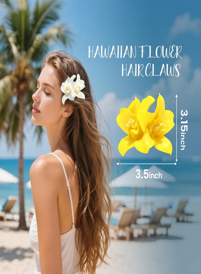 HSEM Flower Hair Clips 6 Pack - Bohemian Hawaiian Artificial Flower Hair Claws for Women, Tropical Hairpins for Beach Wedding, Bridal Party, and Vacation Accessories (3.5 Inch) - Image 3
